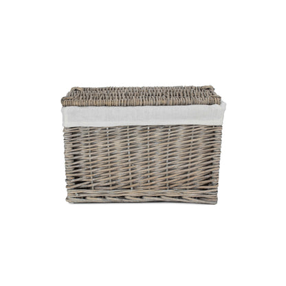 14 Inch Grey Wash Willow Storage Hamper