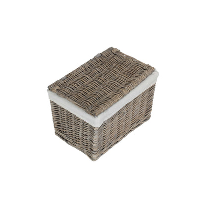 14 Inch Grey Wash Willow Storage Hamper