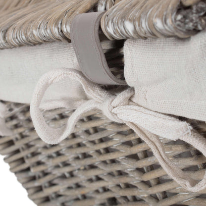 14 Inch Grey Wash Willow Storage Hamper