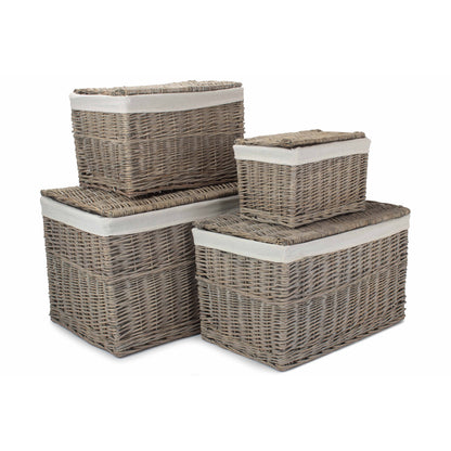 Set 4 Grey Wash Willow Storage Hampers