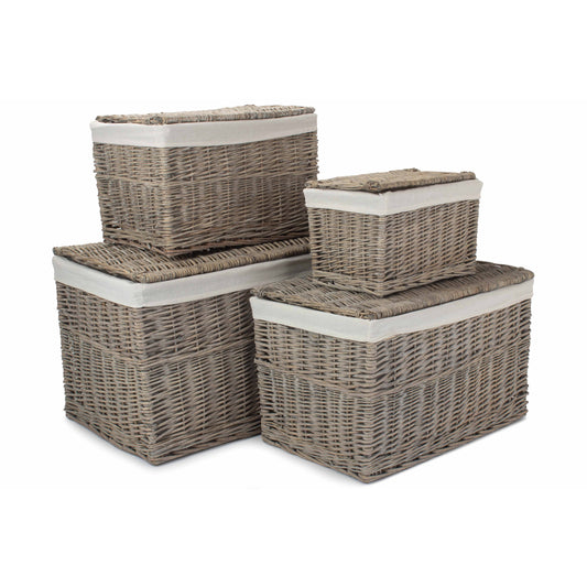 Set 4 Grey Wash Willow Storage Hampers