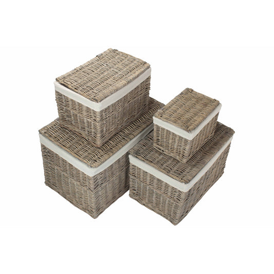 Set 4 Grey Wash Willow Storage Hampers