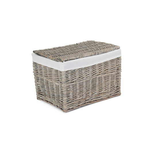 19 Inch Grey Wash Willow Storage Hamper