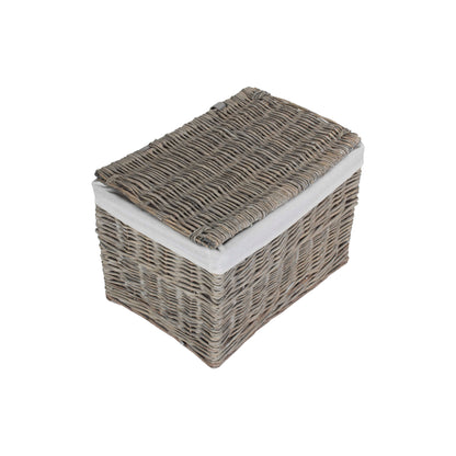 19 Inch Grey Wash Willow Storage Hamper