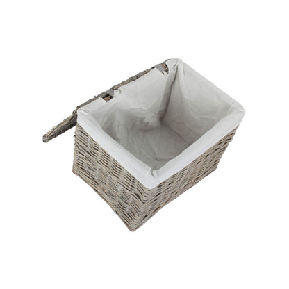 19 Inch Grey Wash Willow Storage Hamper