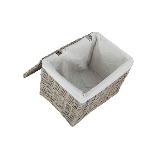 19 Inch Grey Wash Willow Storage Hamper