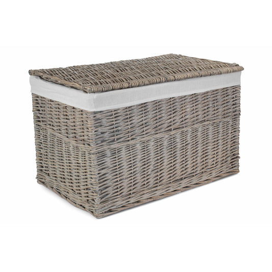 28 Inch Grey Wash Willow Storage Hamper