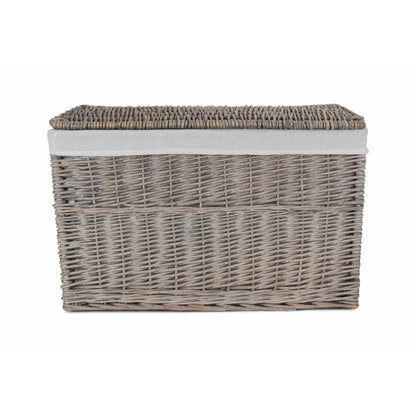 28 Inch Grey Wash Willow Storage Hamper