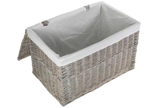 28 Inch Grey Wash Willow Storage Hamper