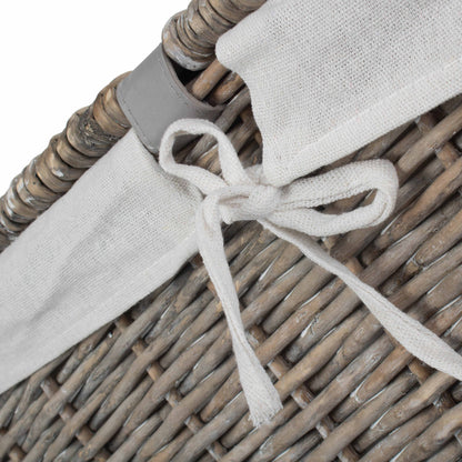 28 Inch Grey Wash Willow Storage Hamper