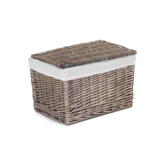 14 Inch Grey Wash Willow Storage Hamper
