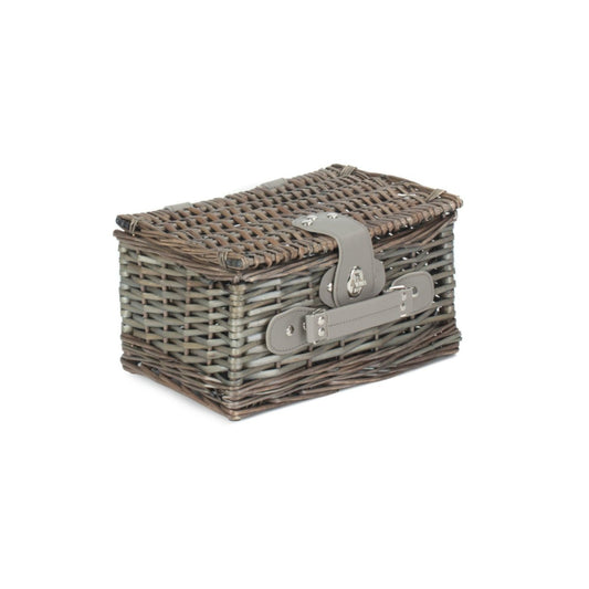 Small Antique Wash Split Willow Chest Hamper