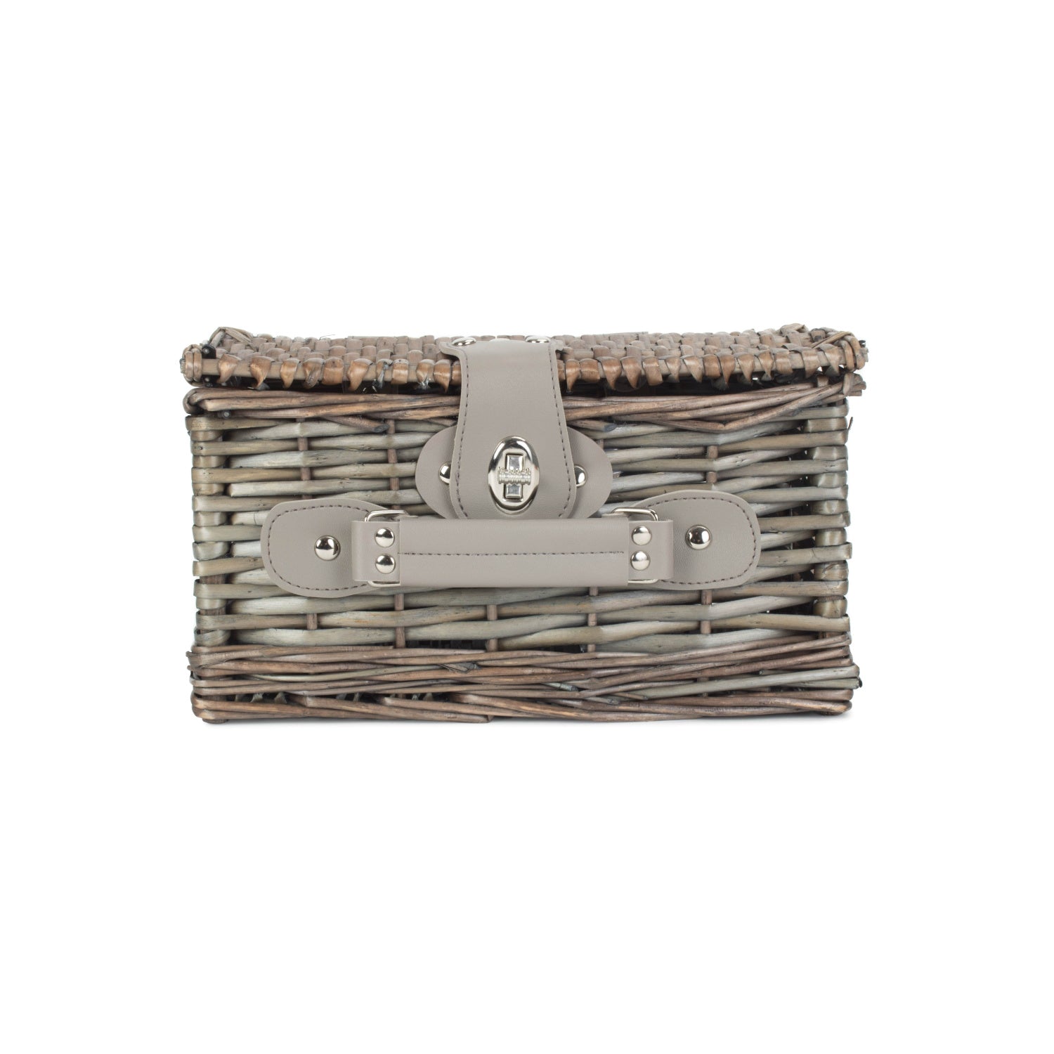 Small Antique Wash Split Willow Chest Hamper