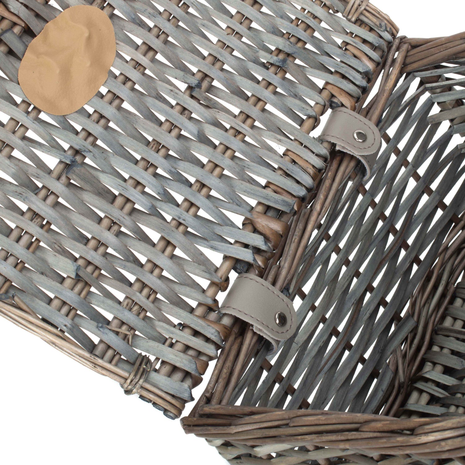Small Antique Wash Split Willow Chest Hamper