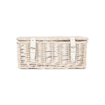 14 Inch White Wash Wicker Hamper Basket - Unlined