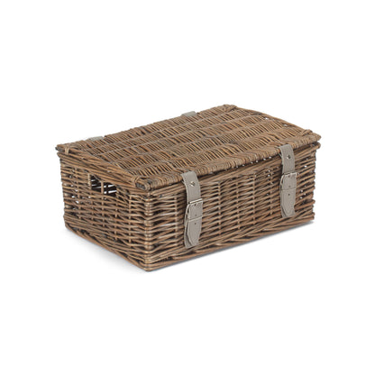 14 Inch Antique Wash Wicker Hamper Basket - Unlined