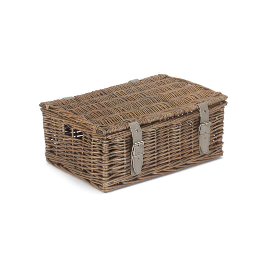14 Inch Antique Wash Wicker Hamper Basket - Unlined