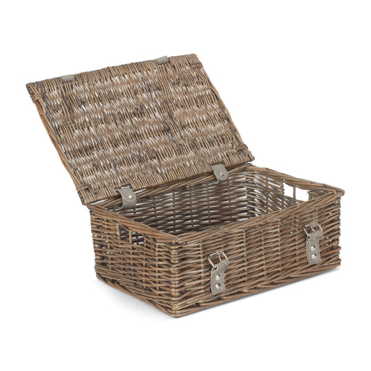 14 Inch Antique Wash Wicker Hamper Basket - Unlined