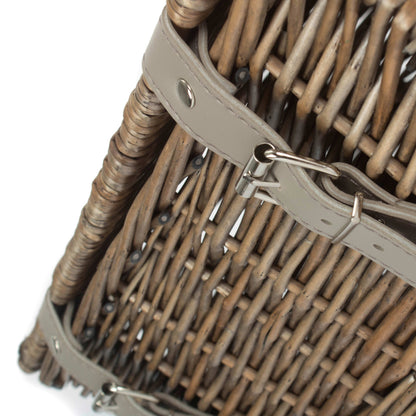 14 Inch Antique Wash Wicker Hamper Basket - Unlined