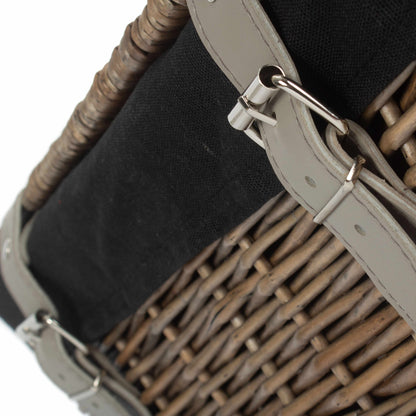 14 Inch Antique Wash Wicker Hamper Basket with Black Lining
