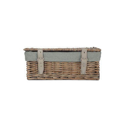 14 Inch Antique Wash Wicker Hamper Basket with Grey Sage Lining