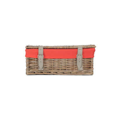 14 Inch Antique Wash Wicker Hamper Basket with Red Lining