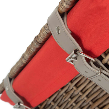14 Inch Antique Wash Wicker Hamper Basket with Red Lining
