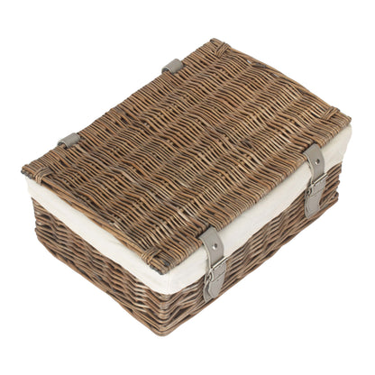 14 Inch Antique Wash Wicker Hamper Basket with White Lining