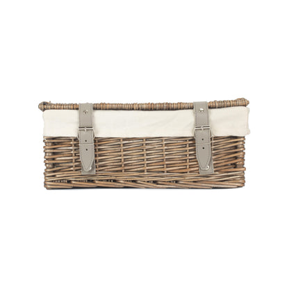 14 Inch Antique Wash Wicker Hamper Basket with White Lining