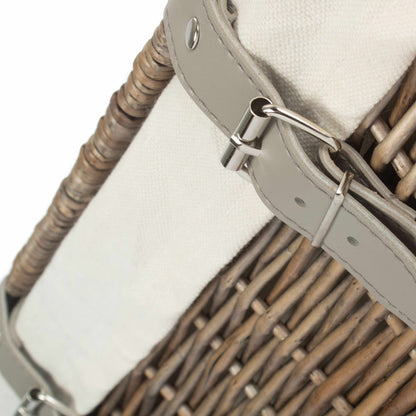 14 Inch Antique Wash Wicker Hamper Basket with White Lining