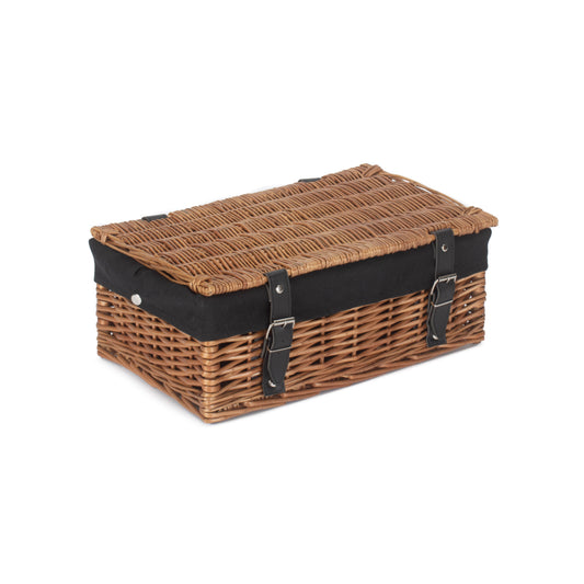 14 Inch Double Steamed Wicker Hamper Basket with Black Lining