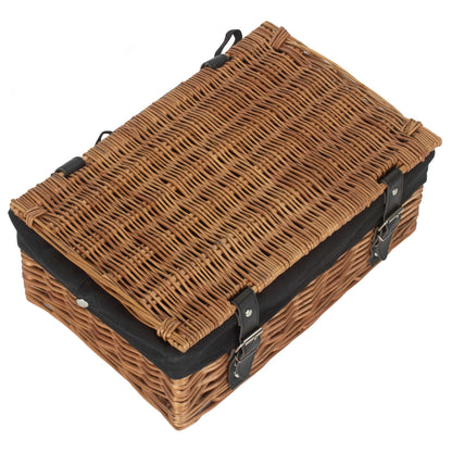 14 Inch Double Steamed Wicker Hamper Basket with Black Lining