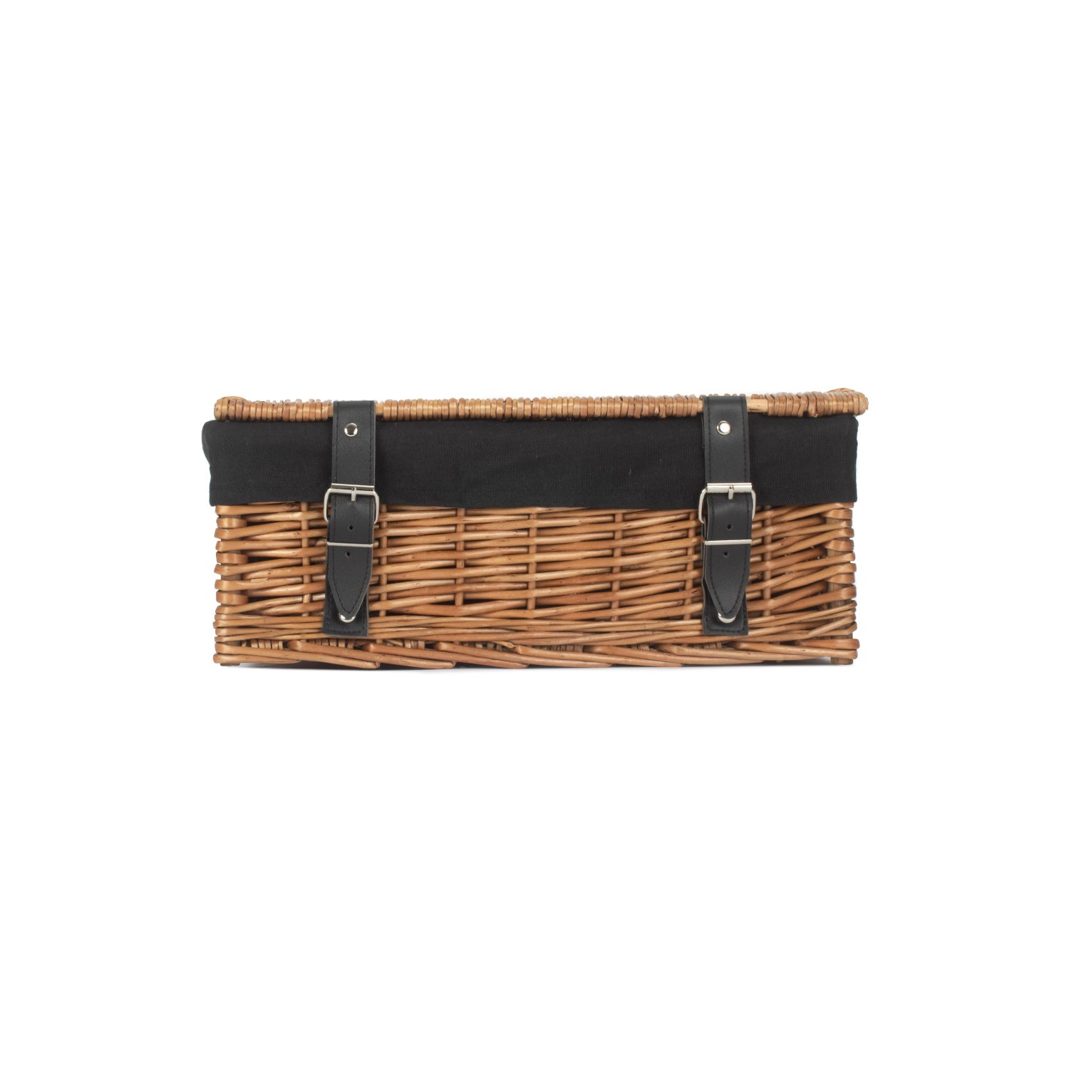 14 Inch Double Steamed Wicker Hamper Basket with Black Lining