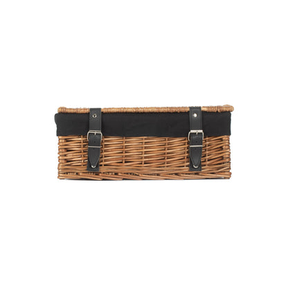 14 Inch Double Steamed Wicker Hamper Basket with Black Lining