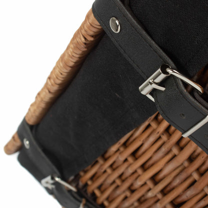 14 Inch Double Steamed Wicker Hamper Basket with Black Lining