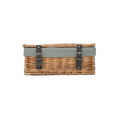 14 Inch Double Steamed Wicker Hamper Basket with Grey Sage Lining