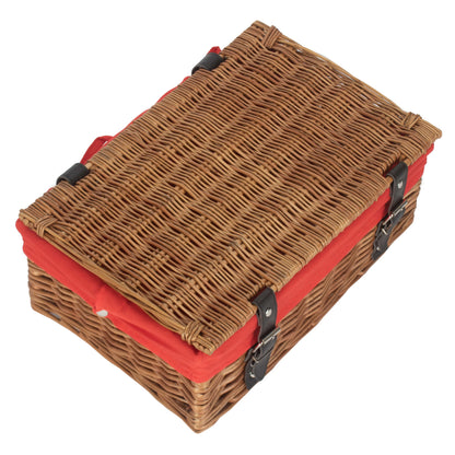 14 Inch Empty Double Steamed Wicker Hamper Basket with Red Lining