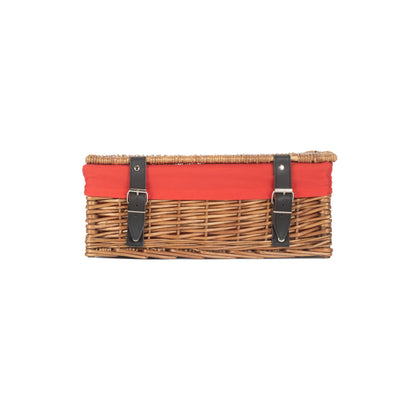 14 Inch Empty Double Steamed Wicker Hamper Basket with Red Lining