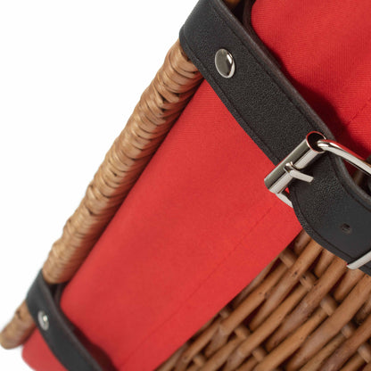 14 Inch Empty Double Steamed Wicker Hamper Basket with Red Lining