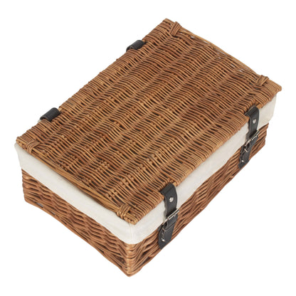 14 Inch Double Steamed Wicker Hamper Basket with White Lining