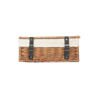 14 Inch Double Steamed Wicker Hamper Basket with White Lining