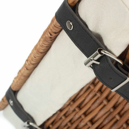 14 Inch Double Steamed Wicker Hamper Basket with White Lining
