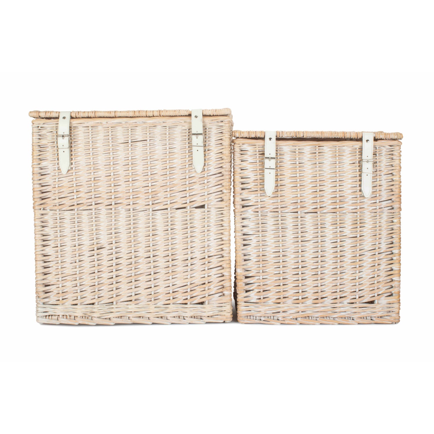 White Wash Willow Vintner Storage Hamper Set 2