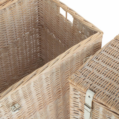 White Wash Willow Vintner Storage Hamper Set 2