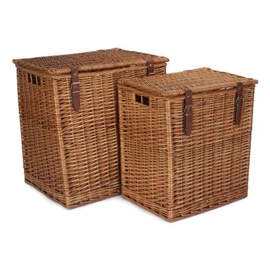 Double Steamed Willow Vintner Storage Hamper Set 2