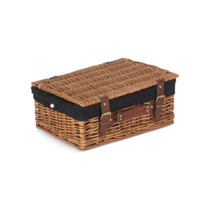 14 Inch Light Steamed Willow Hamper with Black Lining