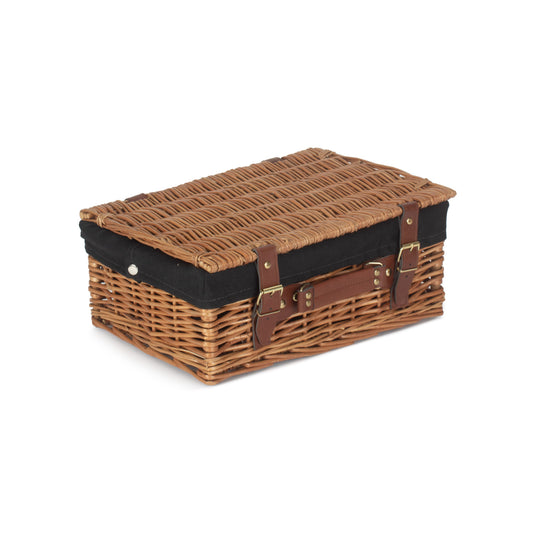 14 Inch Light Steamed Willow Hamper with Black Lining