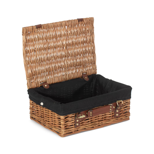 14 Inch Light Steamed Willow Hamper with Black Lining