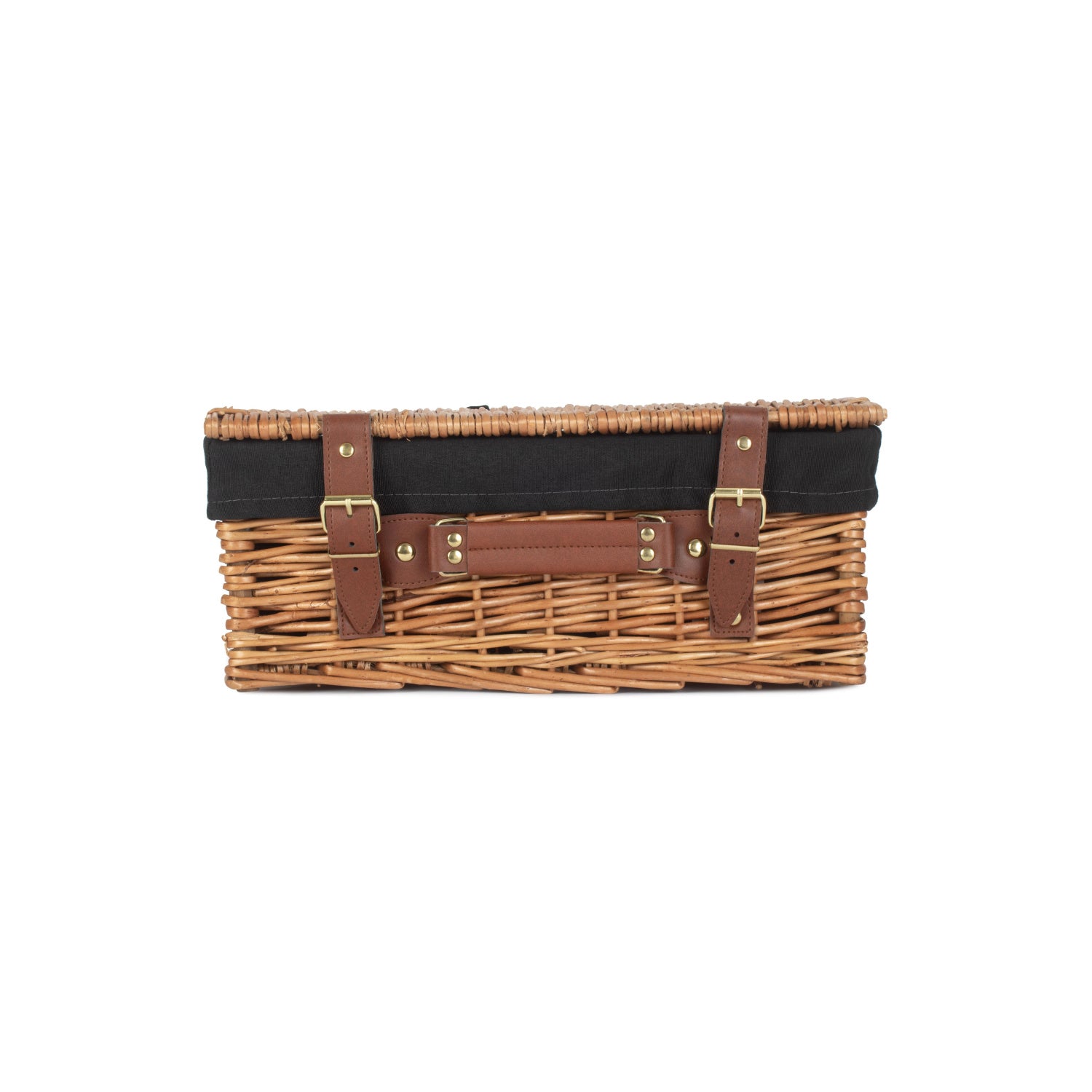 14 Inch Light Steamed Willow Hamper with Black Lining