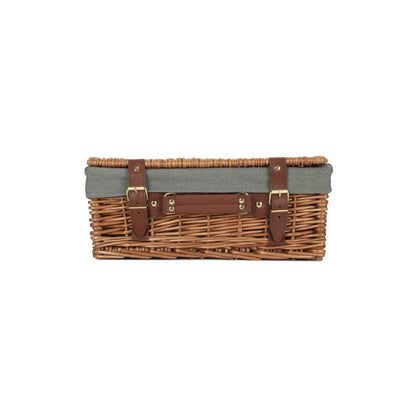14 Inch Light Steamed Willow Hamper with Grey Sage Lining